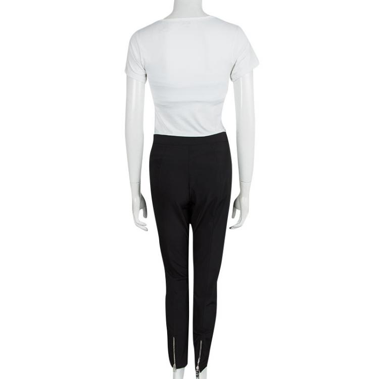 Pre Owned Prada Black High Waist Zip Detail Skinny Trousers M