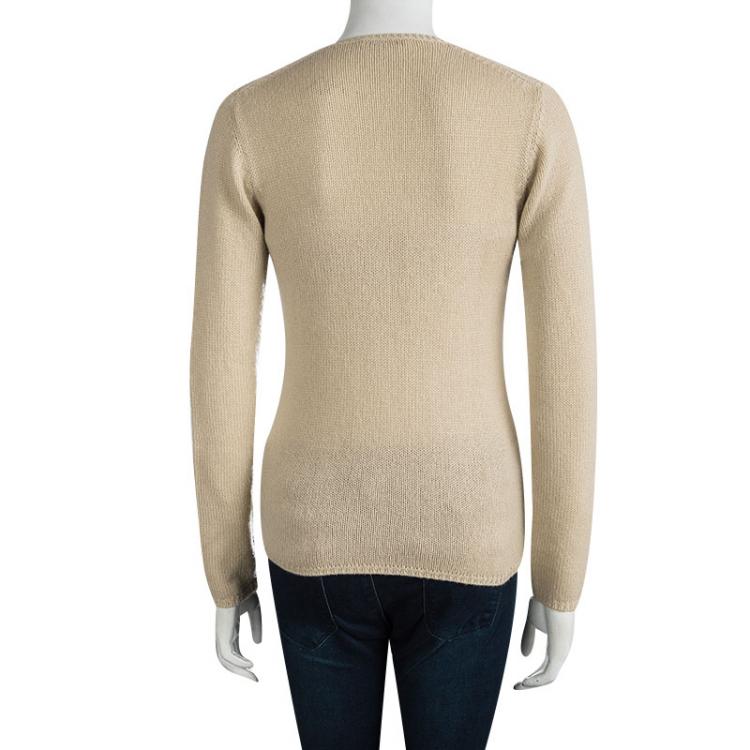 Pre Owned Prada Brown V-Neck Sweater S