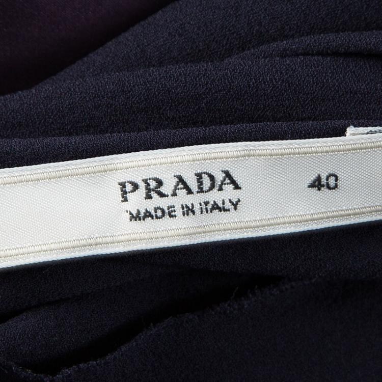 Pre Owned Prada Purple Silk Twist Strap Detail Draped A-Line Gown S