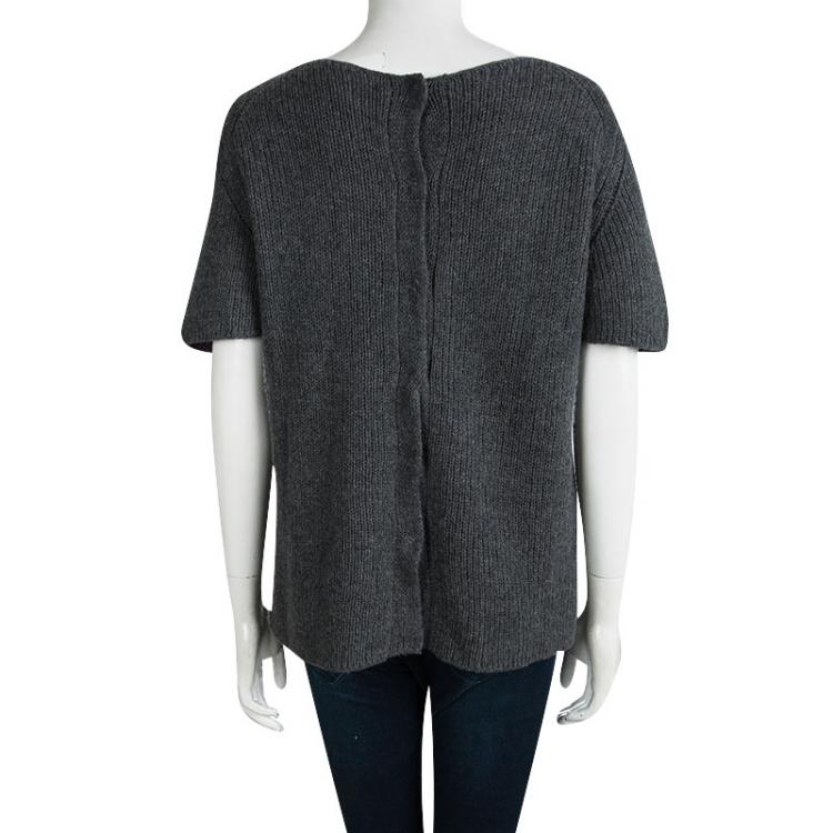 Pre Owned Prada Grey Cashmere Short Sleeve Sweater M