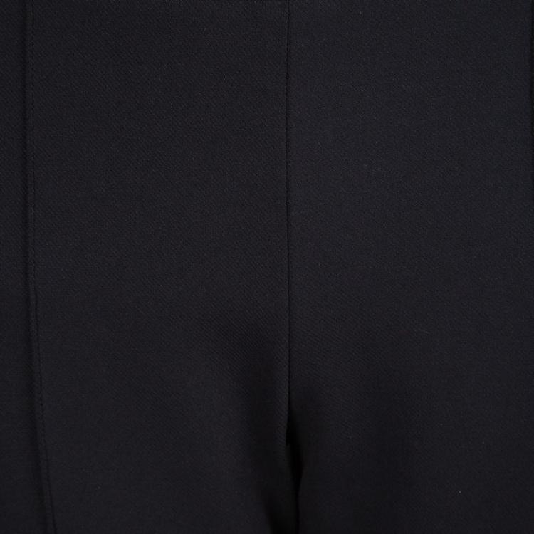Pre Owned Prada Black Textured High Waist Straight Fit Trousers L