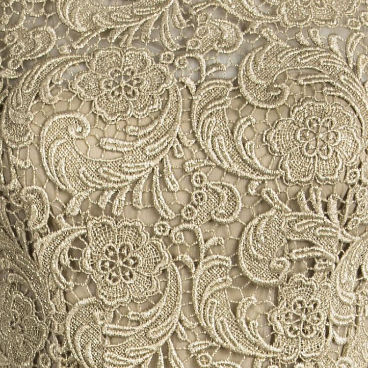 Pre Owned Prada Gold Lace Sleeveless Sheath Dress S