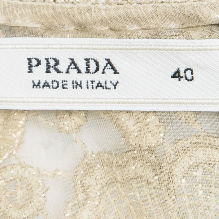 Pre Owned Prada Gold Lace Sleeveless Sheath Dress S