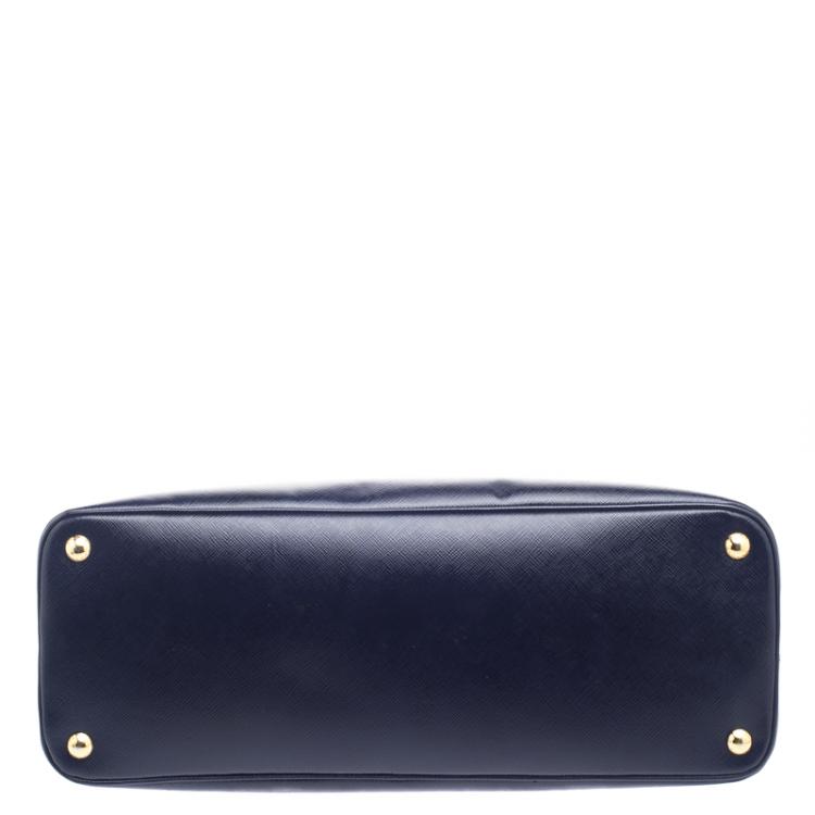 Pre Owned Prada Navy Blue Saffiano Metal Leather Promenade Tote