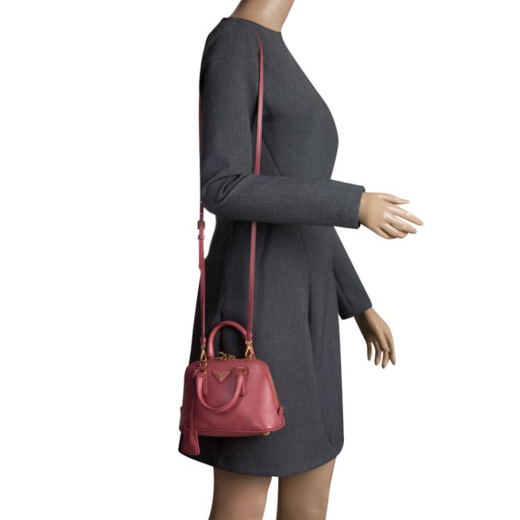 Prada Small Saffiano Lux Promenade Shoulder Bag - Pink Handle Bags, Handbags  - PRA854113