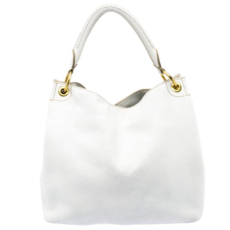 Pre Owned Prada White Vitello Daino Leather Hobo