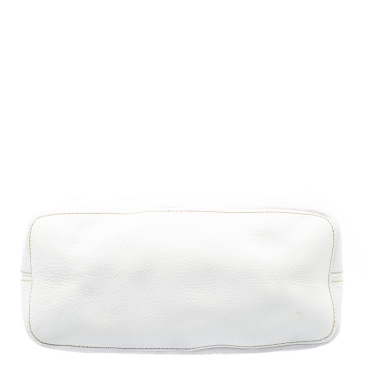 Pre Owned Prada White Vitello Daino Leather Hobo