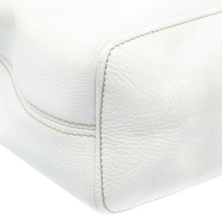 Pre Owned Prada White Vitello Daino Leather Hobo