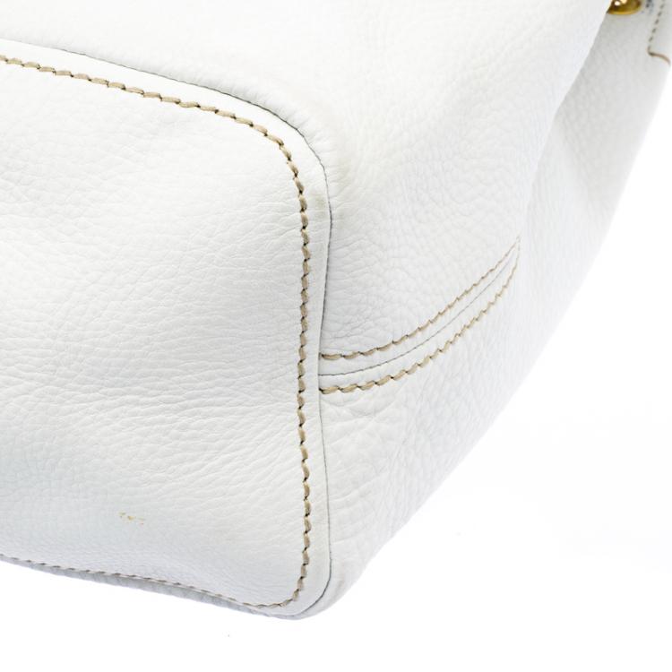 Pre Owned Prada White Vitello Daino Leather Hobo