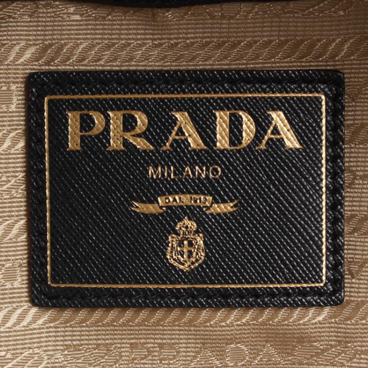 Pre Owned Prada Bicolor Canvas and Leather Trim Bowler Bag