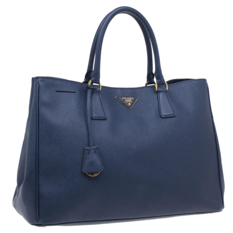 Pre Owned Prada Navy Blue Saffiano Lux Leather Large Tote Bag 