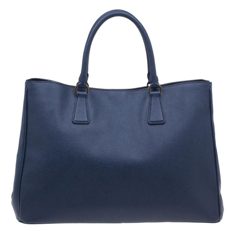Pre Owned Prada Navy Blue Saffiano Lux Leather Large Tote Bag 