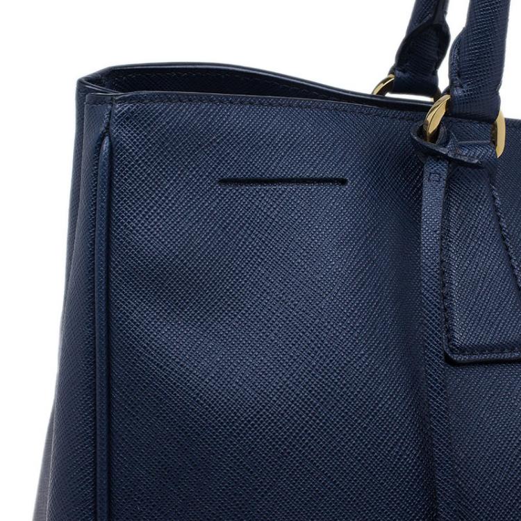 Pre Owned Prada Navy Blue Saffiano Lux Leather Large Tote Bag 