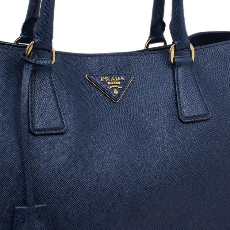 Pre Owned Prada Navy Blue Saffiano Lux Leather Large Tote Bag 