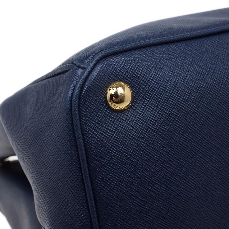 Pre Owned Prada Navy Blue Saffiano Lux Leather Large Tote Bag 