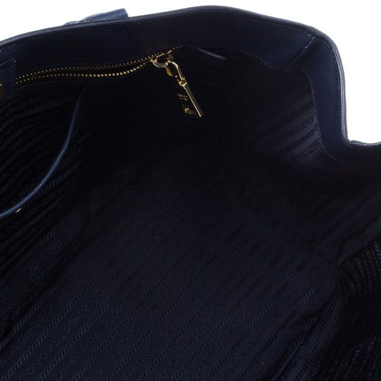 Pre Owned Prada Navy Blue Saffiano Lux Leather Large Tote Bag 