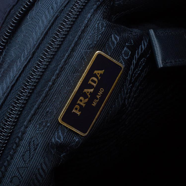 Pre Owned Prada Bicolor Stripped Nylon Shopping Tote