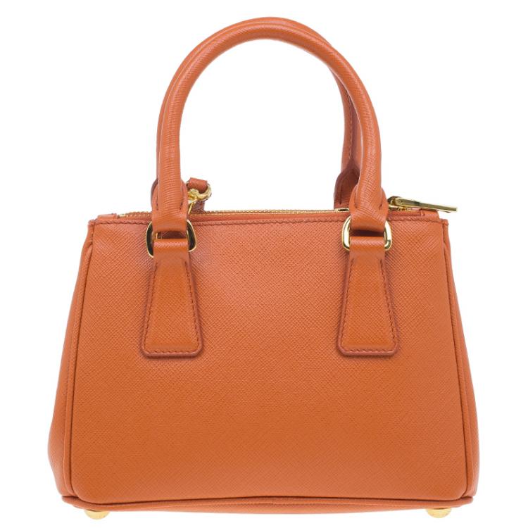مملوكة مسبقًا Prada Orange Saffiano Leather Mini Galleria Tote Bag