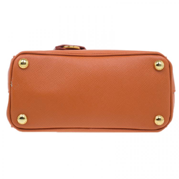 مملوكة مسبقًا Prada Orange Saffiano Leather Mini Galleria Tote Bag