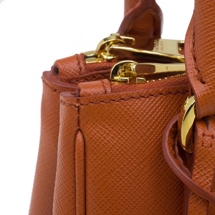 مملوكة مسبقًا Prada Orange Saffiano Leather Mini Galleria Tote Bag