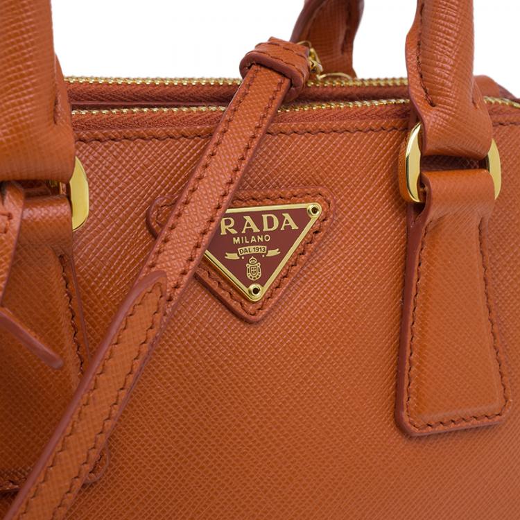 مملوكة مسبقًا Prada Orange Saffiano Leather Mini Galleria Tote Bag