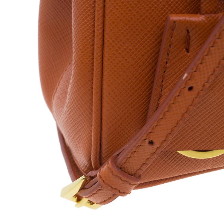 مملوكة مسبقًا Prada Orange Saffiano Leather Mini Galleria Tote Bag