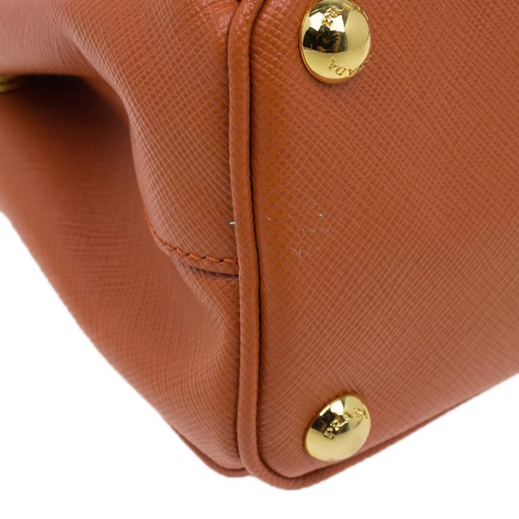 مملوكة مسبقًا Prada Orange Saffiano Leather Mini Galleria Tote Bag