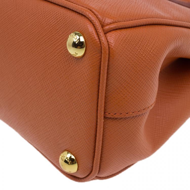 مملوكة مسبقًا Prada Orange Saffiano Leather Mini Galleria Tote Bag