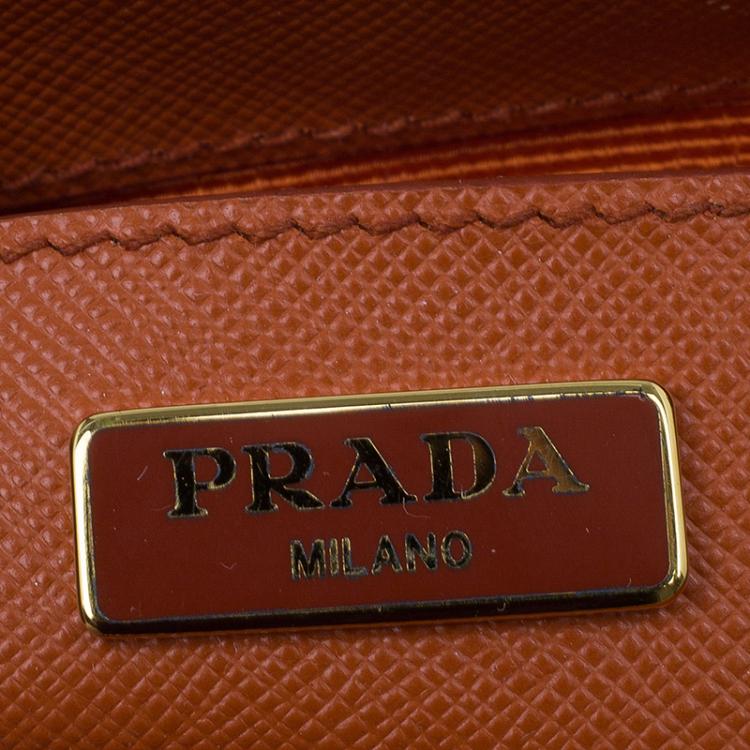 مملوكة مسبقًا Prada Orange Saffiano Leather Mini Galleria Tote Bag