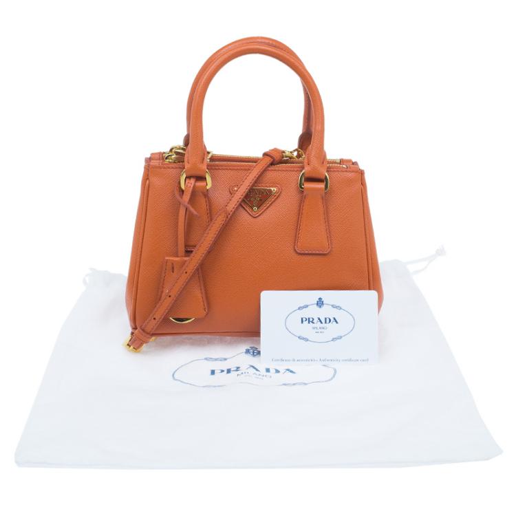 مملوكة مسبقًا Prada Orange Saffiano Leather Mini Galleria Tote Bag