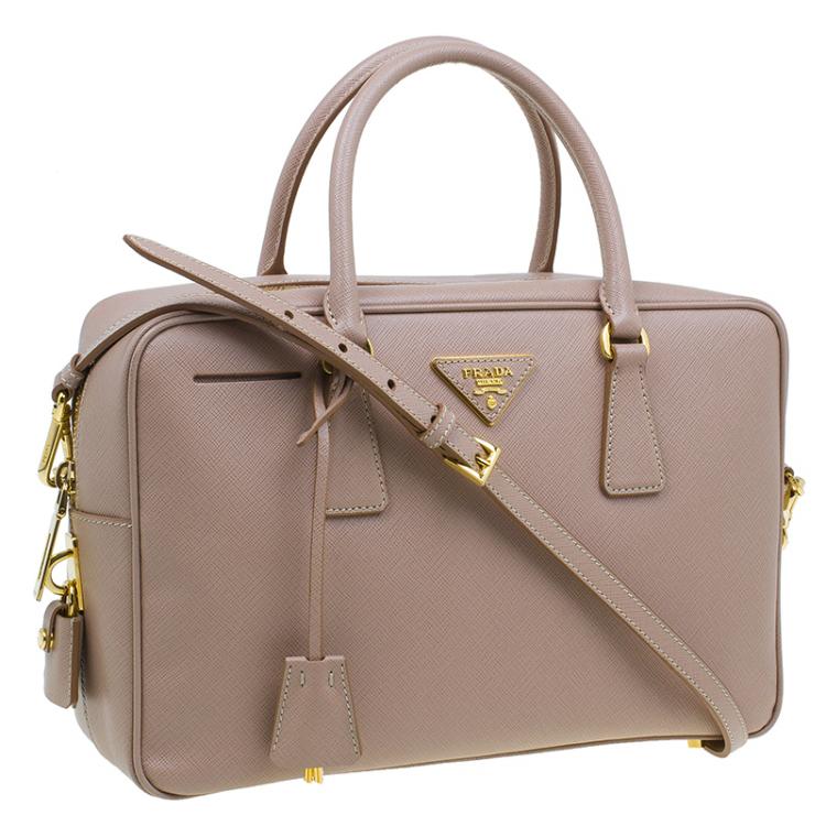 Pre Owned Prada Cammeo Saffiano Lux Leather Top Handle Bauletto Bag
