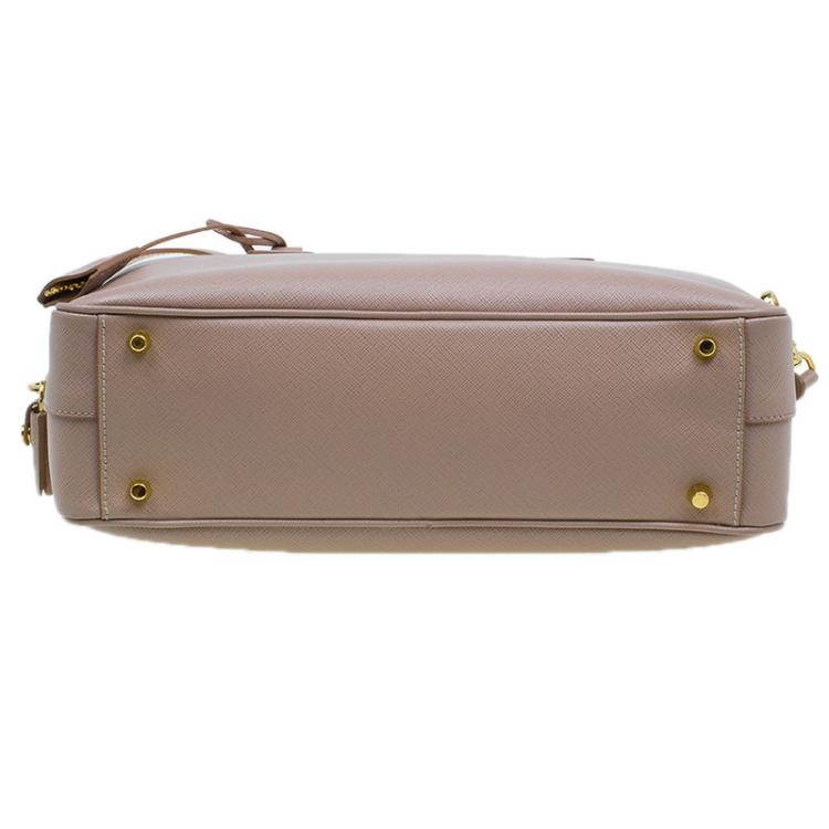Pre Owned Prada Cammeo Saffiano Lux Leather Top Handle Bauletto Bag