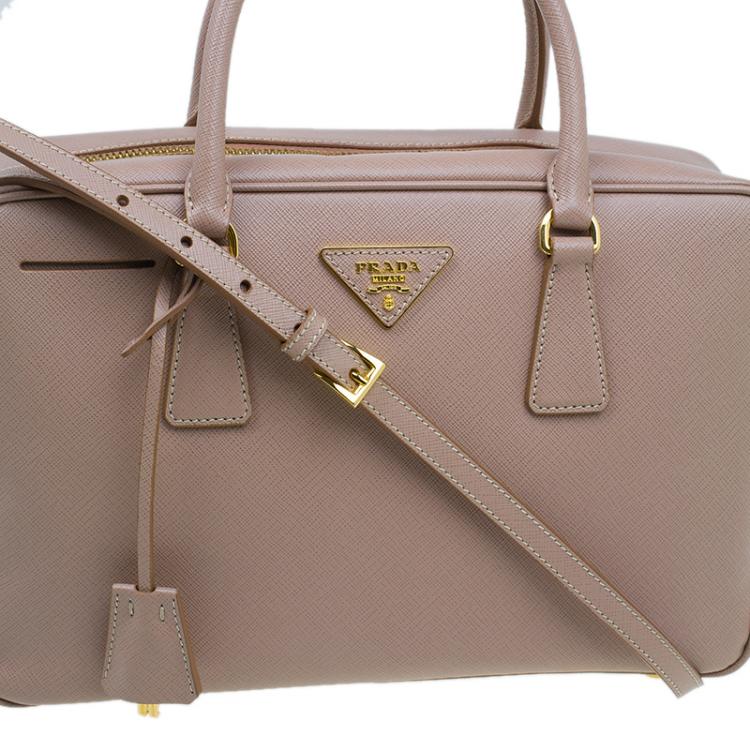 Pre Owned Prada Cammeo Saffiano Lux Leather Top Handle Bauletto Bag