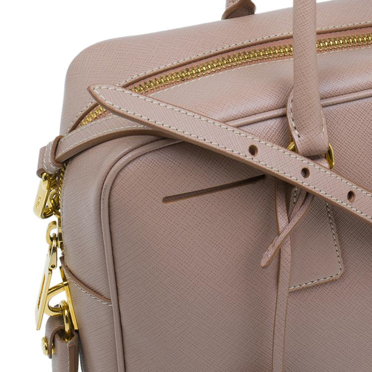 Pre Owned Prada Cammeo Saffiano Lux Leather Top Handle Bauletto Bag