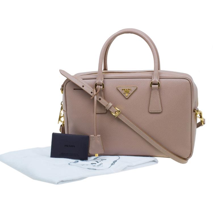 Pre Owned Prada Cammeo Saffiano Lux Leather Top Handle Bauletto Bag