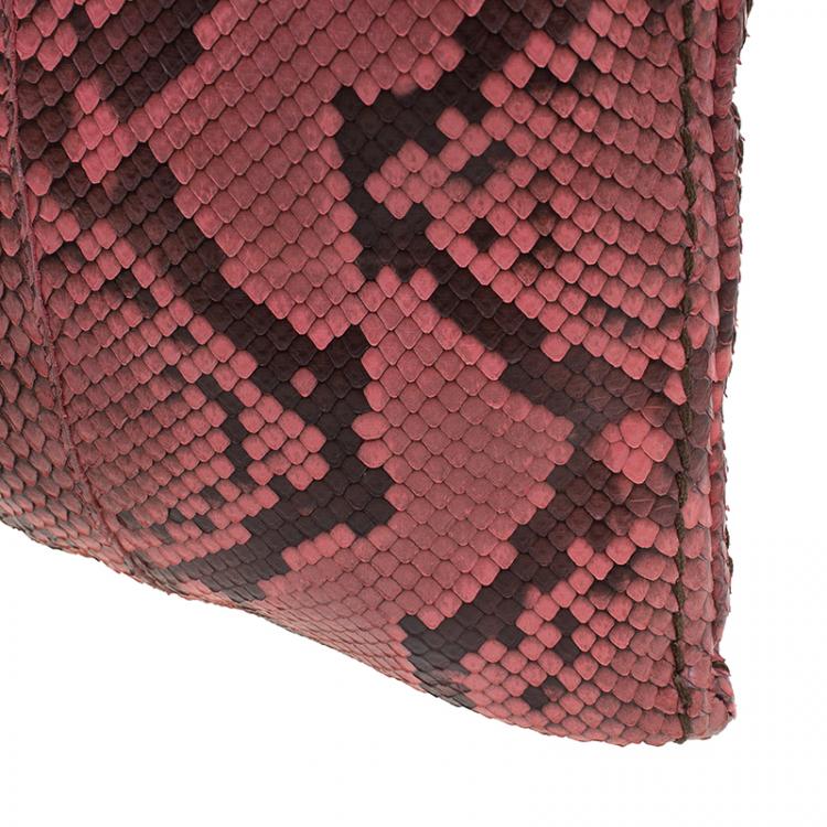 Pre Owned Prada Rosa Python Flat Zip Clutch