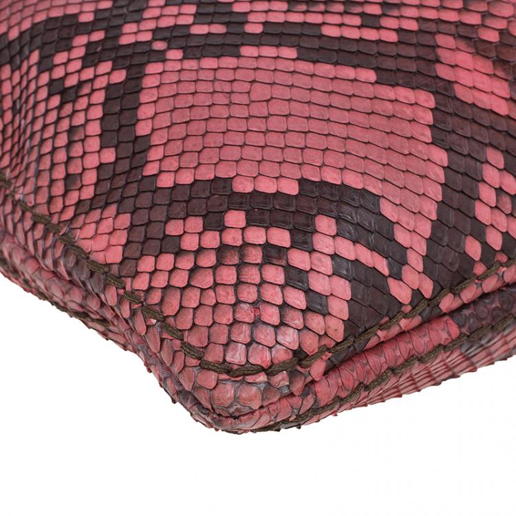 Pre Owned Prada Rosa Python Flat Zip Clutch