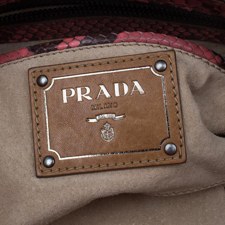 Pre Owned Prada Rosa Python Flat Zip Clutch