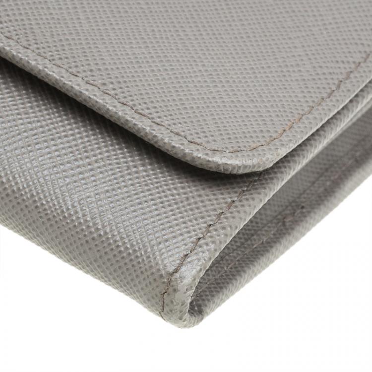 Pre Owned Prada Argilla Saffiano Metal Leather Wallet on Chain Clutch