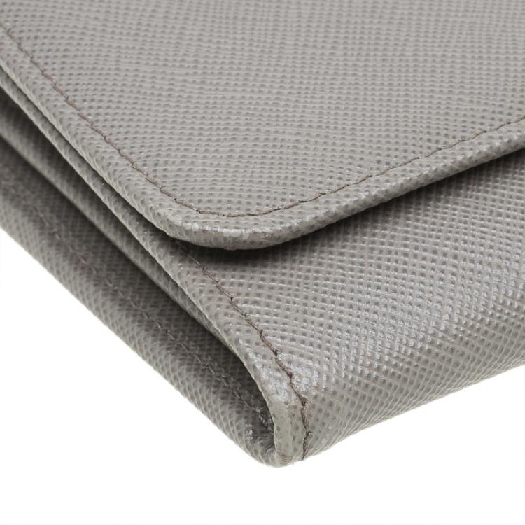 Pre Owned Prada Argilla Saffiano Metal Leather Wallet on Chain Clutch