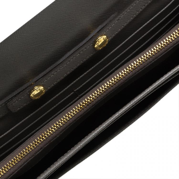 Pre Owned Prada Argilla Saffiano Metal Leather Wallet on Chain Clutch