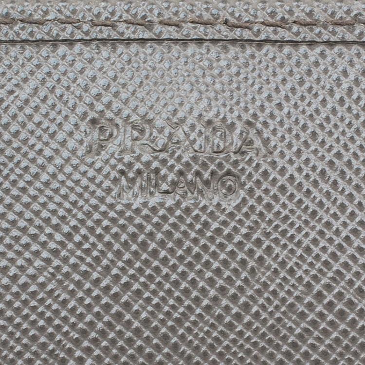 Pre Owned Prada Argilla Saffiano Metal Leather Wallet on Chain Clutch