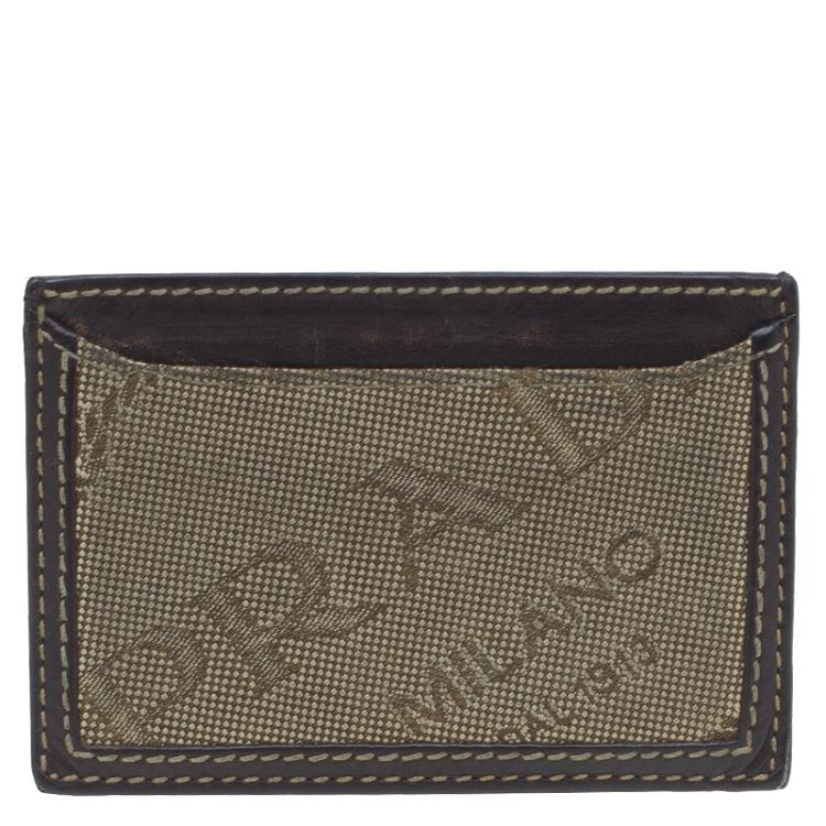 Pre Owned Prada Brown Logo Canvas Card Holder