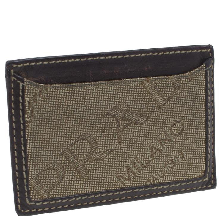 Pre Owned Prada Brown Logo Canvas Card Holder