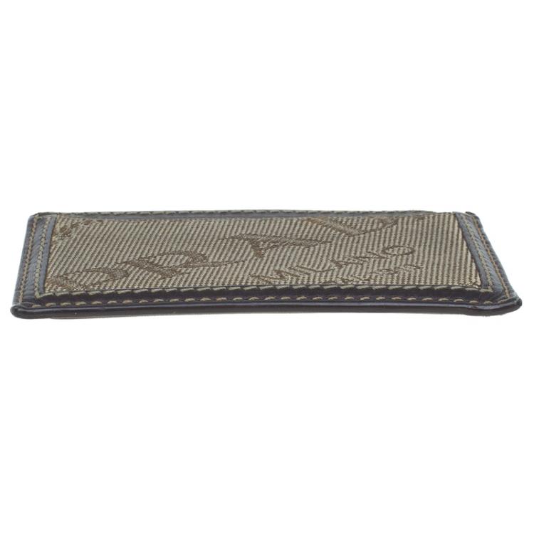 Pre Owned Prada Brown Logo Canvas Card Holder