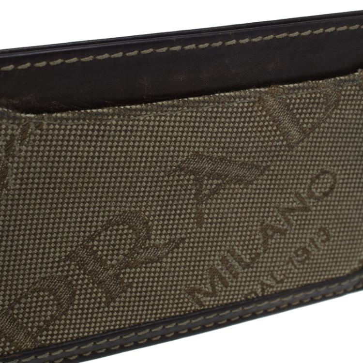 Pre Owned Prada Brown Logo Canvas Card Holder