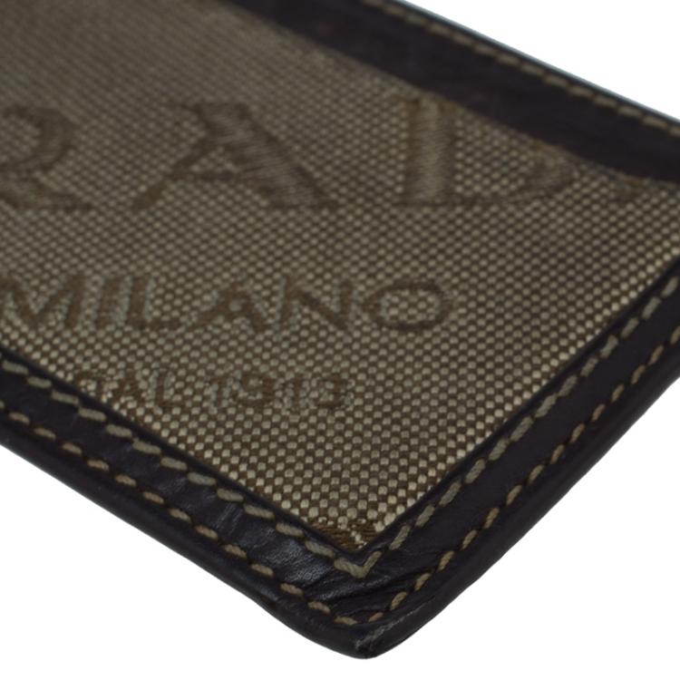 Pre Owned Prada Brown Logo Canvas Card Holder