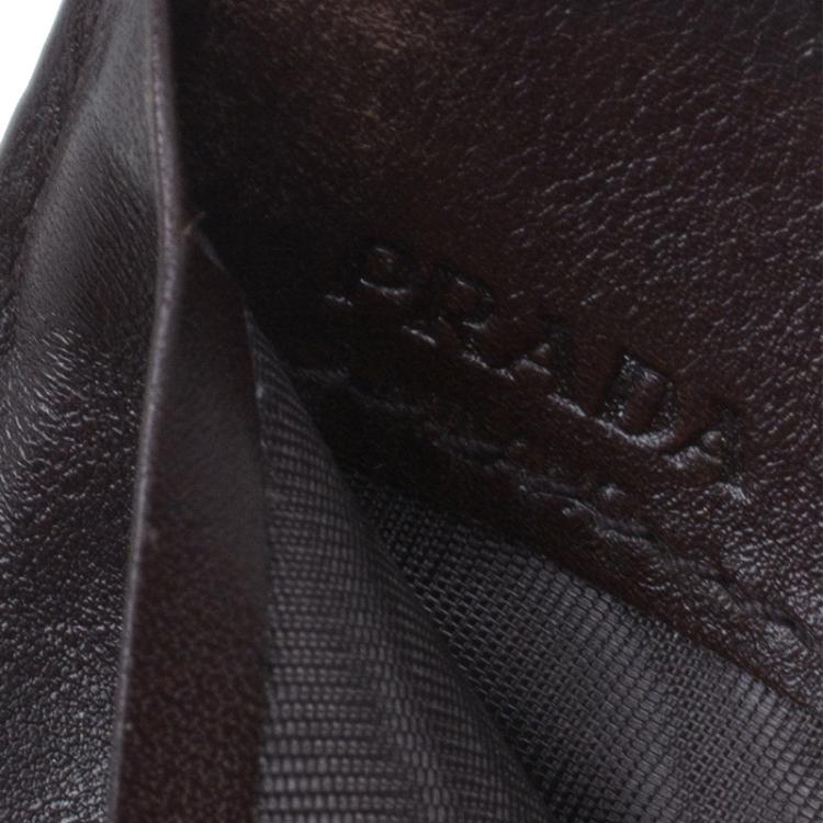 Pre Owned Prada Brown Logo Canvas Card Holder