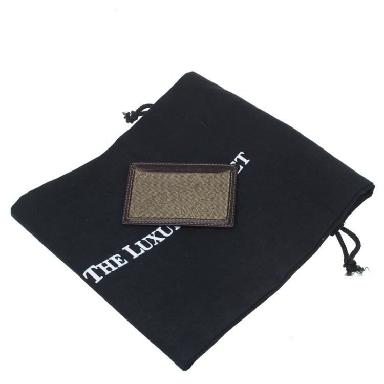 Pre Owned Prada Brown Logo Canvas Card Holder