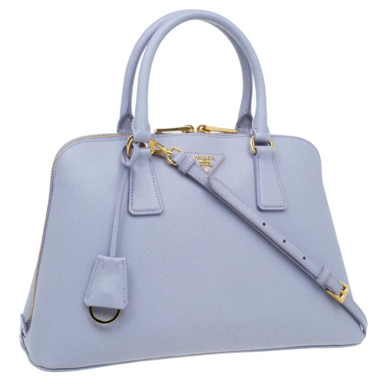 Pre Owned Prada Lilac Saffiano Lux Leather Medium Vernice Promenade Top Handle Bag
